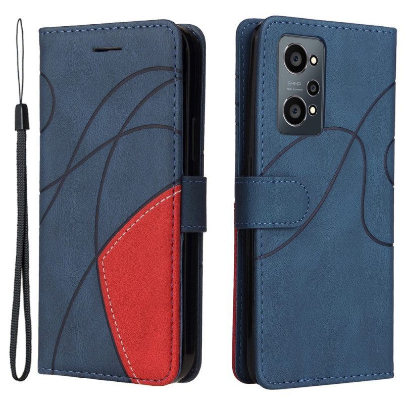 Κάλυμμα Realme GT Neo 3T / Neo 2 Δίχρωμο Signature Faux Leather